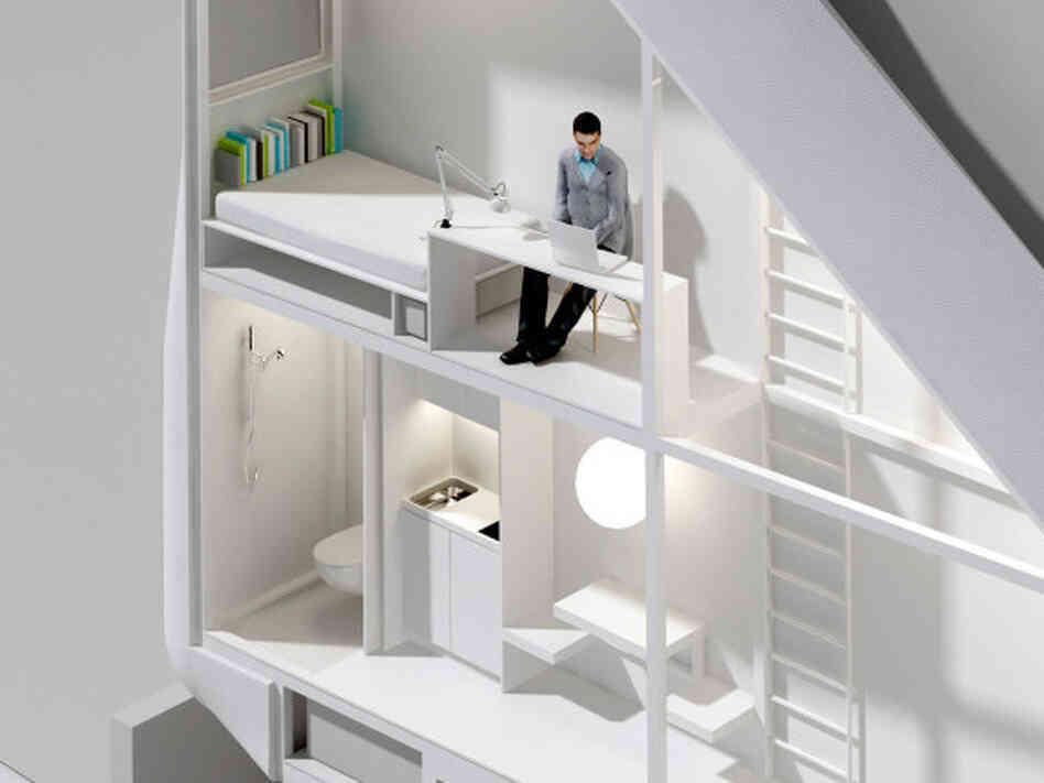Inside the Keret house.