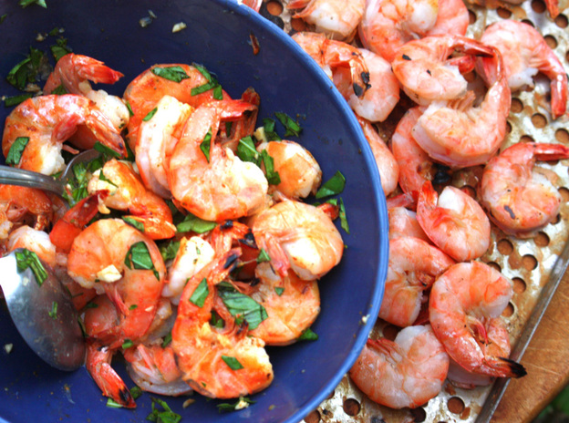 Grilled Peel 'N' Eat Shrimp With Old Bay, Basil And Lemon