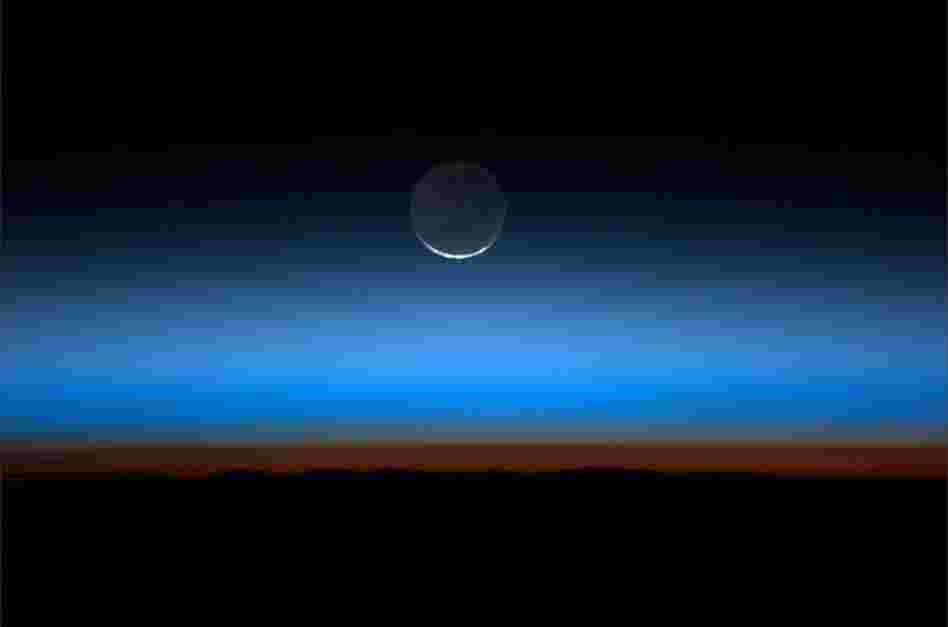 The moon, seen from the International Space Station, on July 31.