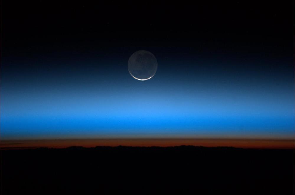 The moon, seen from the International Space Station, on July 31.