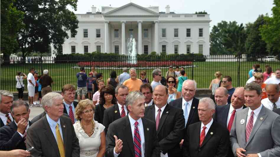 Rep. Trey Gowdy (R-SC, center) speaks as he and a group of freshman Republican congressmen hold a news conference on the debt ceiling last month in front of the White House. Rep. Trey Gowdy (R-SC, center) speaks as he and a group of freshman Republican congressmen hold a news conference on the debt ceiling last month in front of the White House.