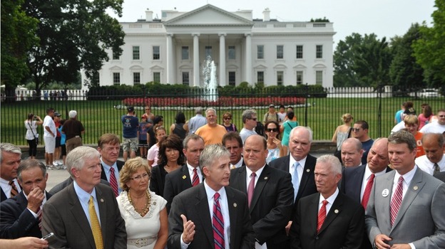 Rep. Trey Gowdy (R-SC, center) speaks as he and a group of freshman Republican congressmen hold a news conference on the debt ceiling last month in front of the White House. Rep. Trey Gowdy (R-SC, center) speaks as he and a group of freshman Republican congressmen hold a news conference on the debt ceiling last month in front of the White House.