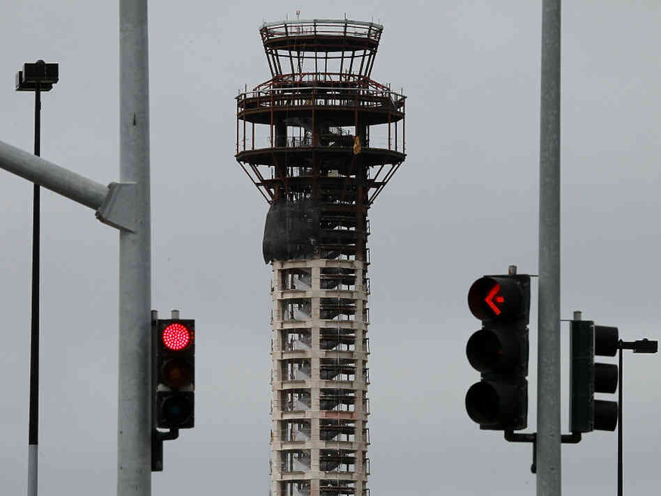 Construction crews working on a new FAA air traffic control tower at Oakland International Airport were told to stop working after the House of Representatives refused to reauthorize routine funding of the Federal Aviation Administration. A deal to restore funding was reached Thursday.