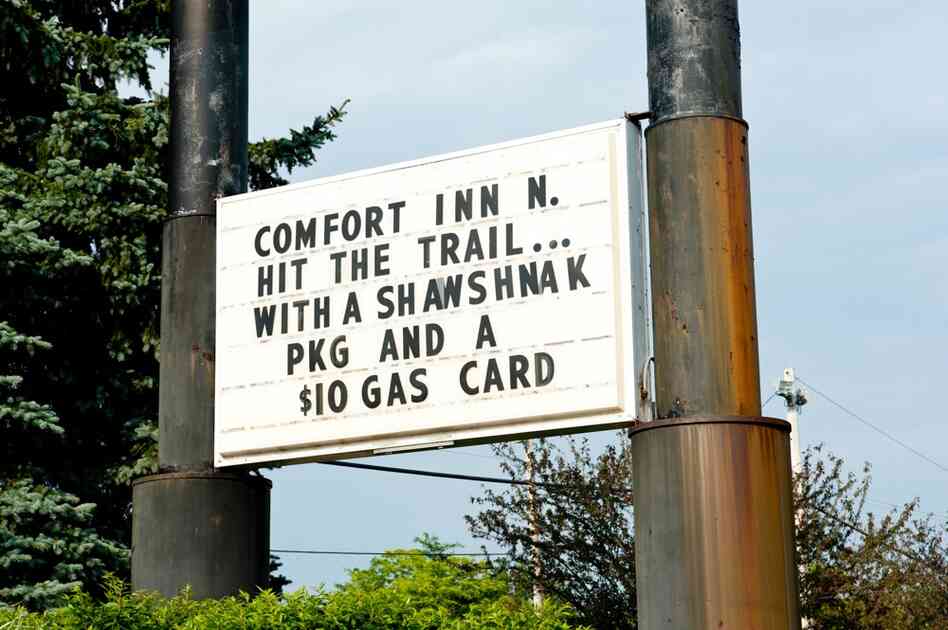 An early sight on the way into Mansfield. The Comfort Inn North welcomes Shawshank pilgrims.