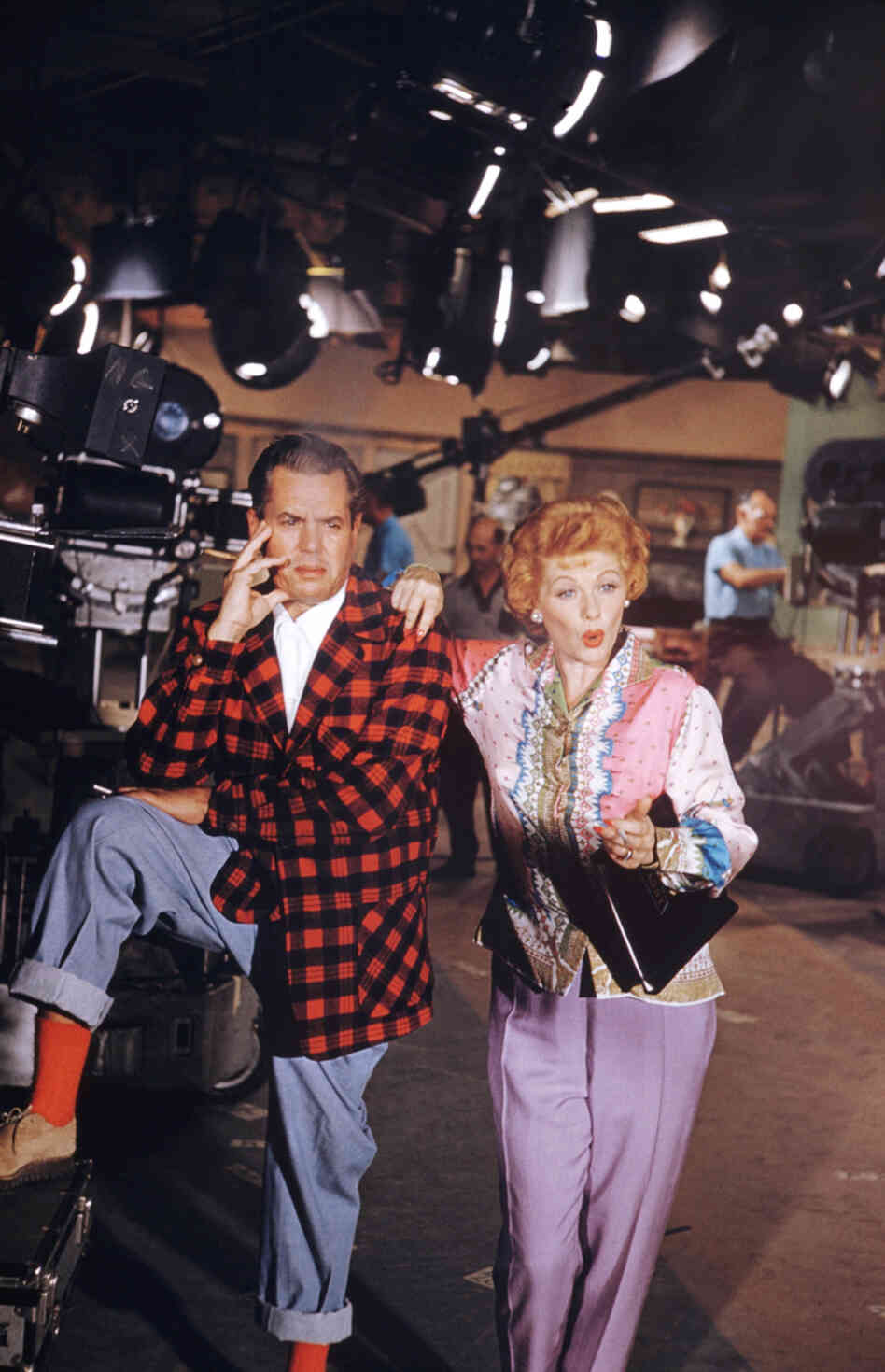 Desi Arnaz and Lucille Ball pose at the Desilu Studios in 1958. Desi Arnaz and Lucille Ball pose at the Desilu Studios in 1958.