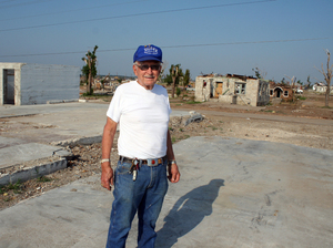 Dude Pendergraft, 80, owner of Dude's Daylight Donuts in Joplin, stands on the concrete slab where his shop used to be. After the tornado destroyed it, he's rebuilding nearby. Dude Pendergraft, 80, owner of Dude's Daylight Donuts in Joplin, stands on the concrete slab where his shop used to be. After the tornado destroyed it, he's rebuilding nearby.