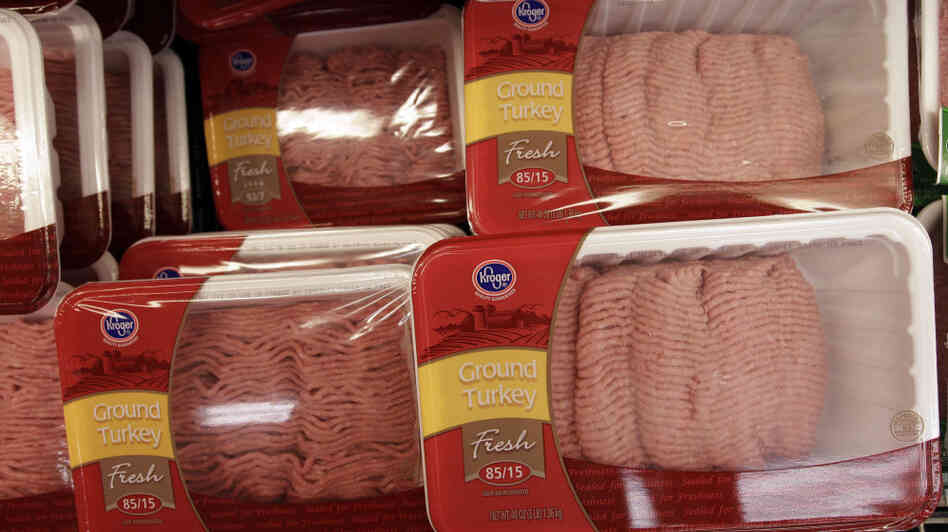 Concerns about salmonella contamination led Cargill to recall 36 million pounds of ground turkey sold under many different brand names, including these packages at a Kroger grocery store in Redwood City, Calif.