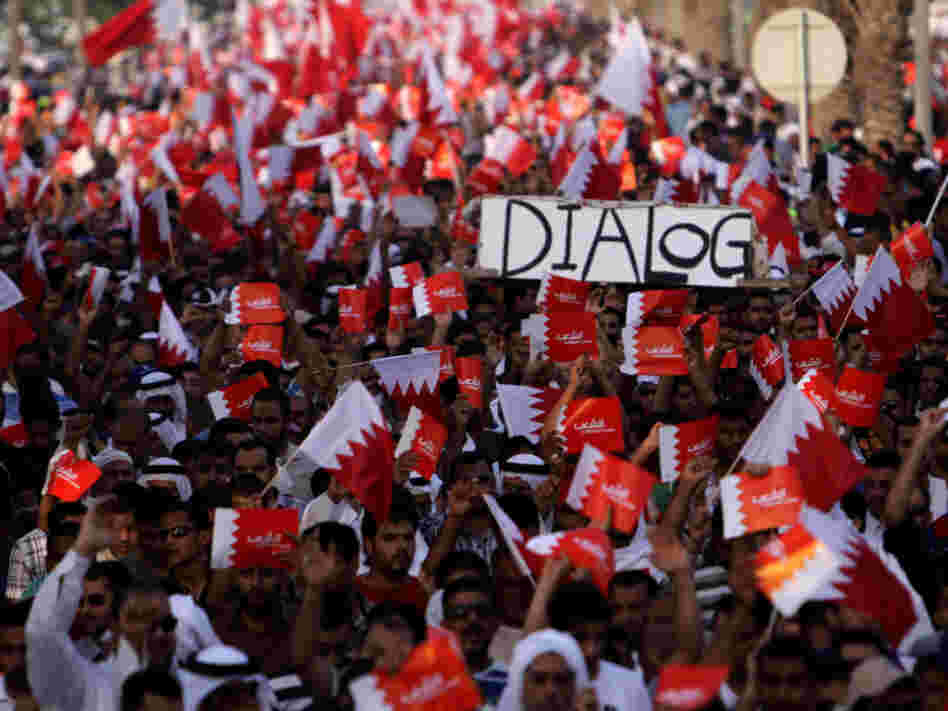 Tens of thousands of Bahrainis participate in an anti-government march on July 29 in Saar, Bahrain. The protest took place a day after authorities raided and shut down the local office of an international medical aid group, highlighting the way the government crackdown has included medical workers who have treated injured protesters. Tens of thousands of Bahrainis participate in an anti-government march on July 29 in Saar, Bahrain. The protest took place a day after authorities raided and shut down the local office of an international medical aid group, highlighting the way the government crackdown has included medical workers who have treated injured protesters.