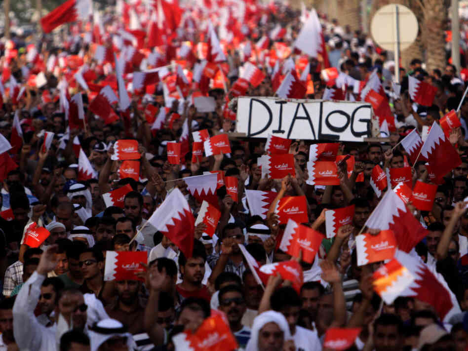 Tens of thousands of Bahrainis participate in an anti-government march on July 29 in Saar, Bahrain. The protest took place a day after authorities raided and shut down the local office of an international medical aid group, highlighting the way the government crackdown has included medical workers who have treated injured protesters. Tens of thousands of Bahrainis participate in an anti-government march on July 29 in Saar, Bahrain. The protest took place a day after authorities raided and shut down the local office of an international medical aid group, highlighting the way the government crackdown has included medical workers who have treated injured protesters.