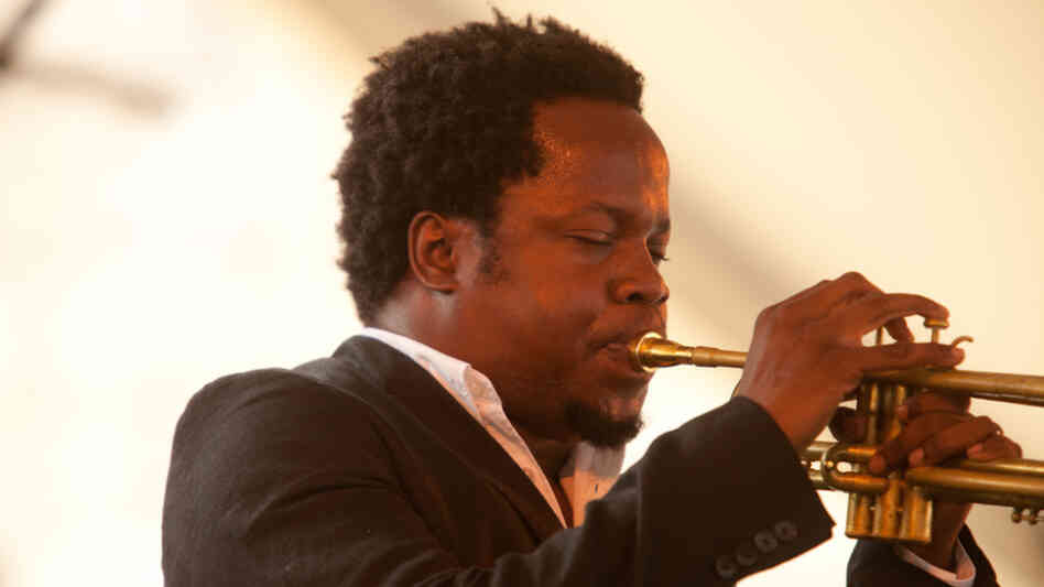 Ambrose Akinmusire performs with his quintet on the Harbor Stage during the Newport Jazz Festival. Ambrose Akinmusire performs with his quintet on the Harbor Stage during the Newport Jazz Festival.