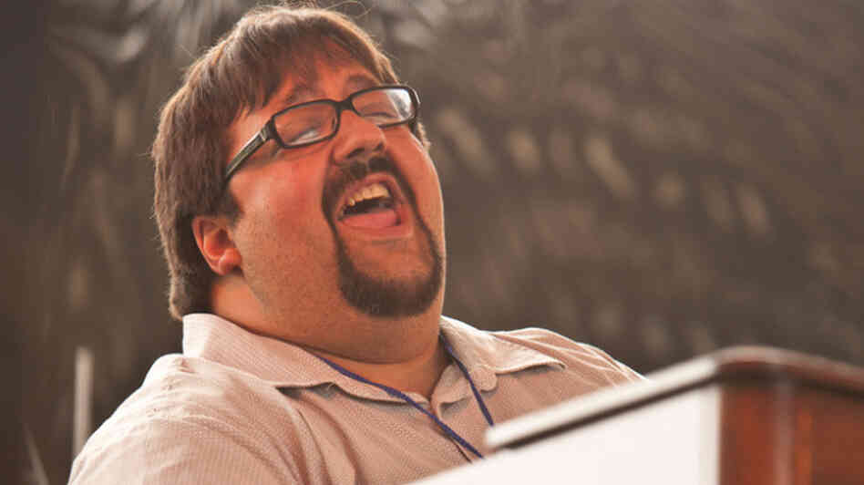 Joey DeFrancesco performs with his trio on the Harbor Stage during the Newport Jazz Festival.