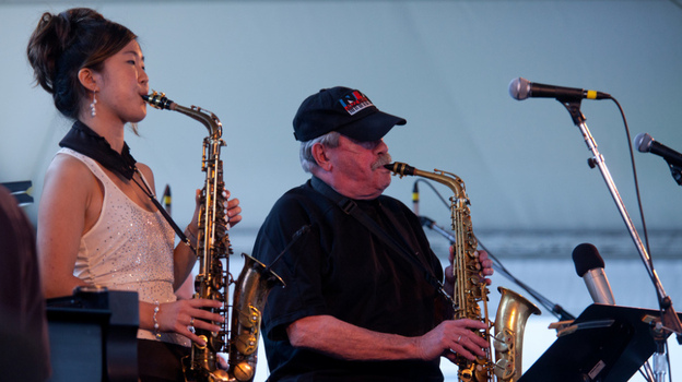 Grace Kelly with special guest Phil Woods performs on the Harbor Stage during the Newport Jazz Festival.