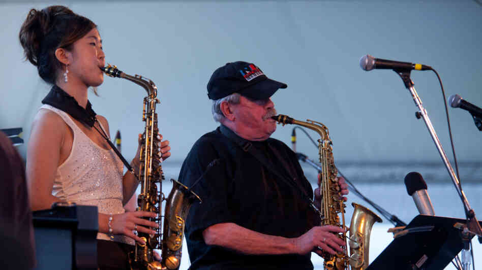 Grace Kelly with special guest Phil Woods performs on the Harbor Stage during the Newport Jazz Festival.