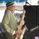 Charles Lloyd performs on the Fort Stage during the Newport Jazz Festival.