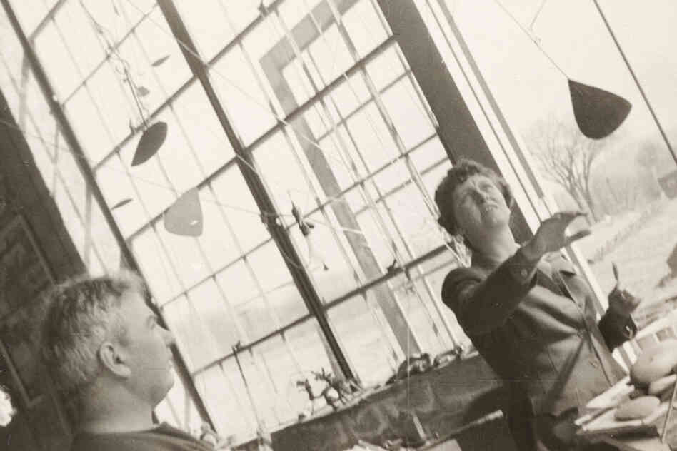 Agnes Rindge Claflin and Alexander Calder in Calder's studio, circa 1942 