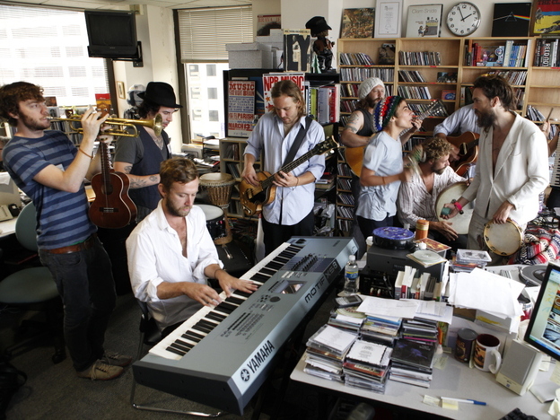 Edward Sharpe & The Magnetic Zeros perform a Tiny Desk Concert in 2009.