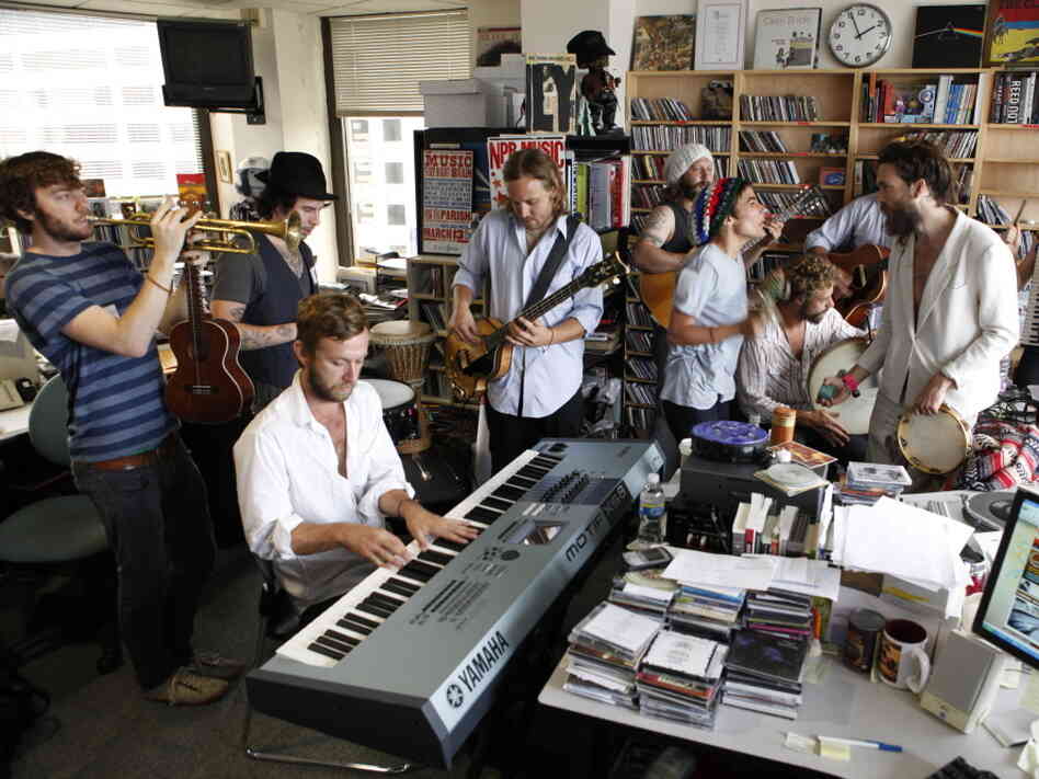 Edward Sharpe & The Magnetic Zeros perform a Tiny Desk Concert in 2009.