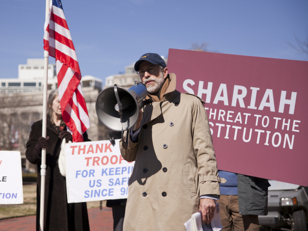 Protestors outside the White House rally against Shariah law. More than two dozen states have recently proposed legislation to ban Shariah law in their courtrooms.