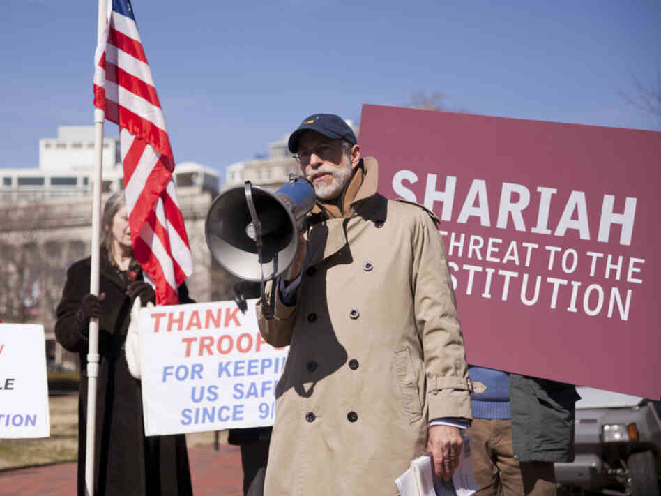 Protestors outside the White House rally against Shariah law. More than two dozen states have recently proposed legislation to ban Shariah law in their courtrooms.