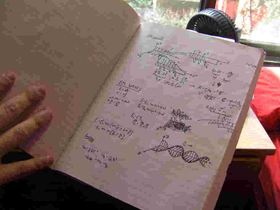 Katz took an advanced physics class at Stony Brook University. He cherishes this page of his notebook, when his professor began teaching about electromagnetism.
