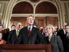 Senators Harry Reid with Patty Murray to his left, Max Baucus over her left shoulder and John Kerry second from left. Senators Harry Reid with Patty Murray to his left, Max Baucus over her left shoulder and John Kerry second from left.