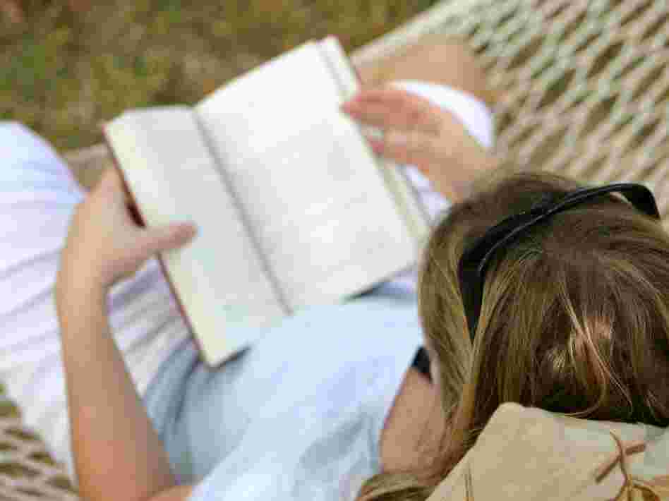 Relaxing with a book.