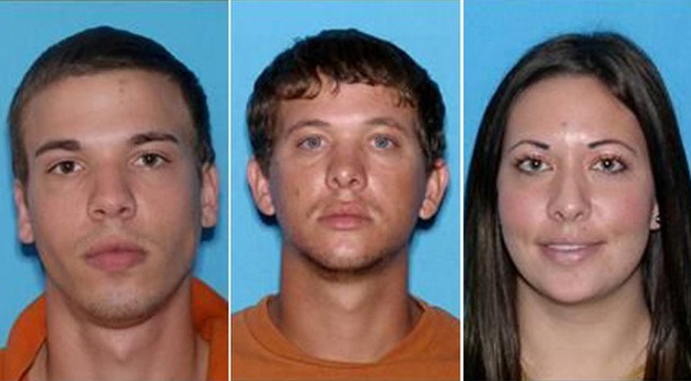 Ryan Edward Dougherty, Dylan Dougherty Stanley, and Lee Grace Dougherty are seen in a composite photo assembled from their drivers' license pictures.