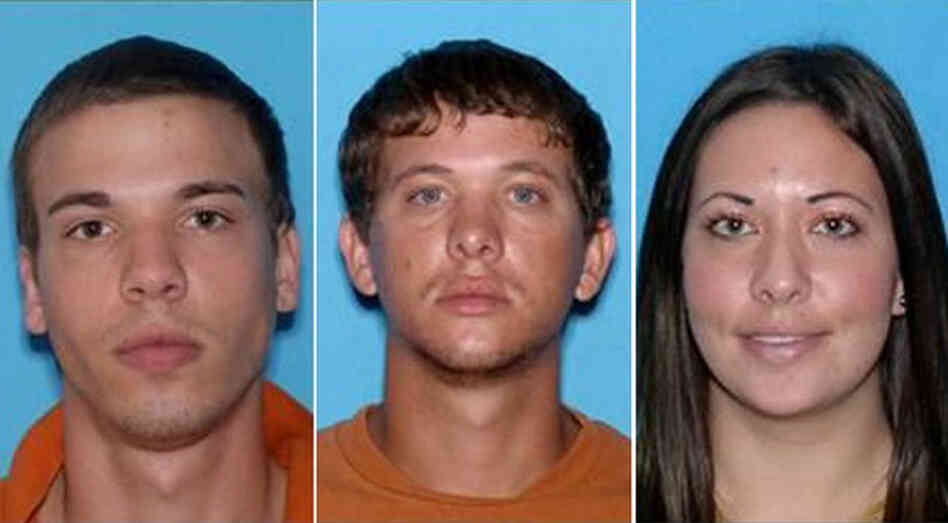 Ryan Edward Dougherty, Dylan Dougherty Stanley, and Lee Grace Dougherty are seen in a composite photo assembled from their drivers' license pictures.