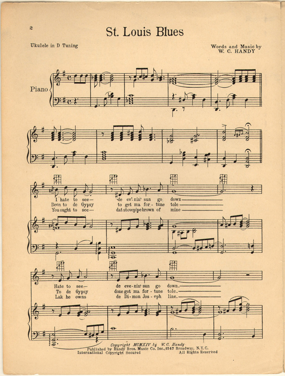Sheet music for W.C. Handy's "St. Louis Blues."