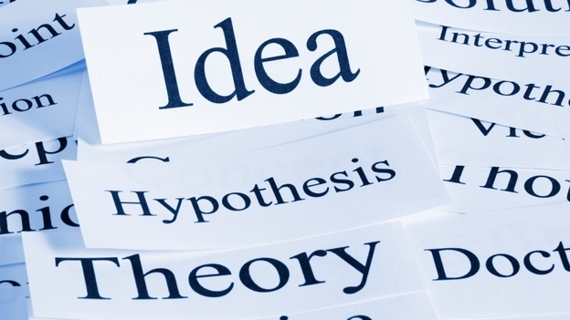 iStock image of the words idea, hypothesis, theory.
