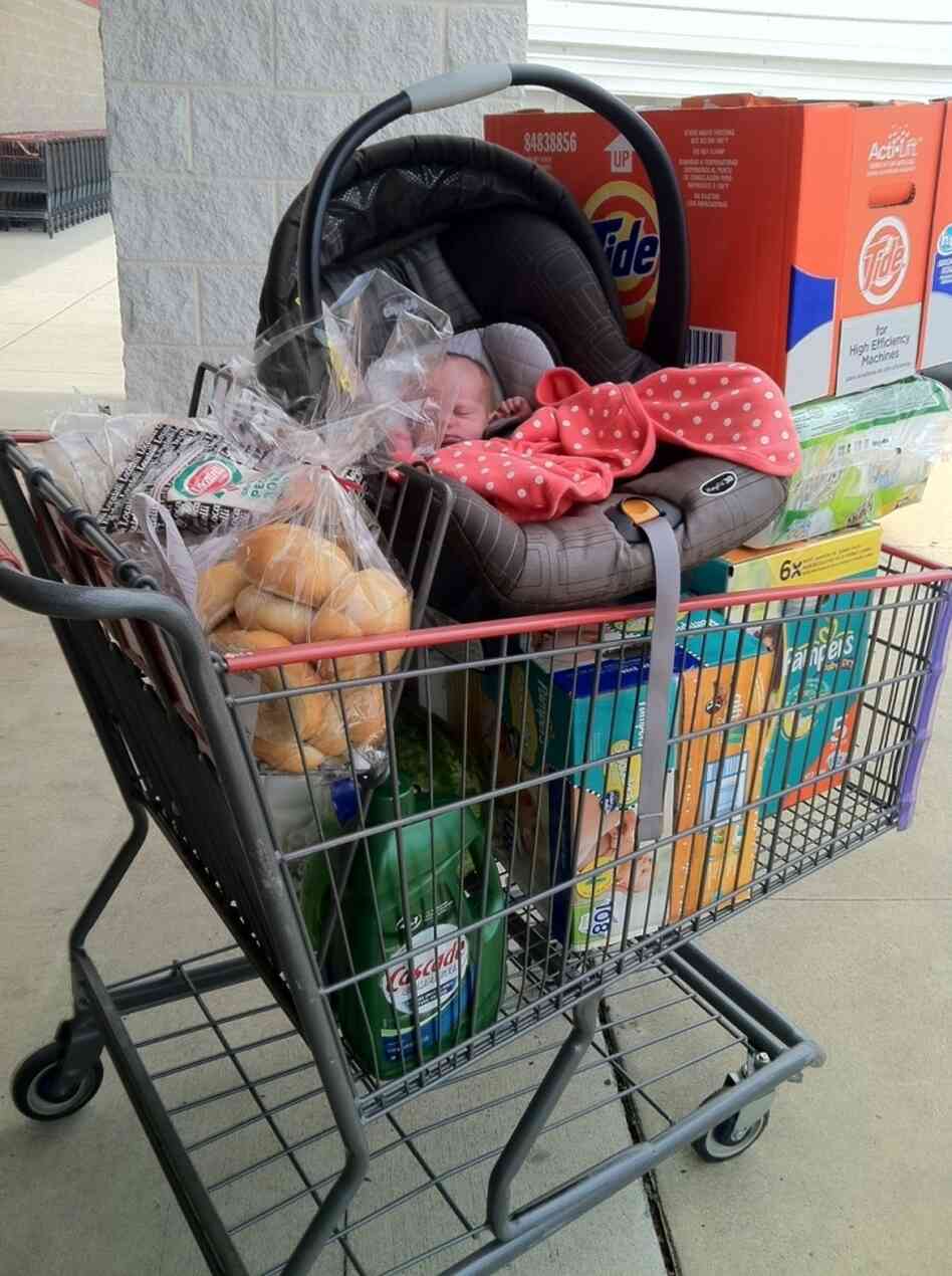 Diana in a shopping cart on one of Christy's recent shopping trips. Diana in a shopping cart on one of Christy's recent shopping trips.