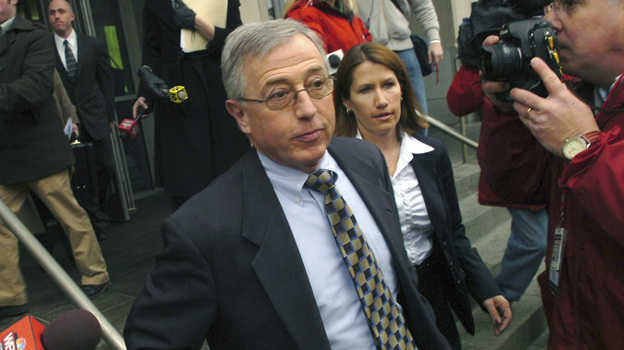 Mark Ciavarella leaves the federal courthouse in Scranton, Pa., in February.