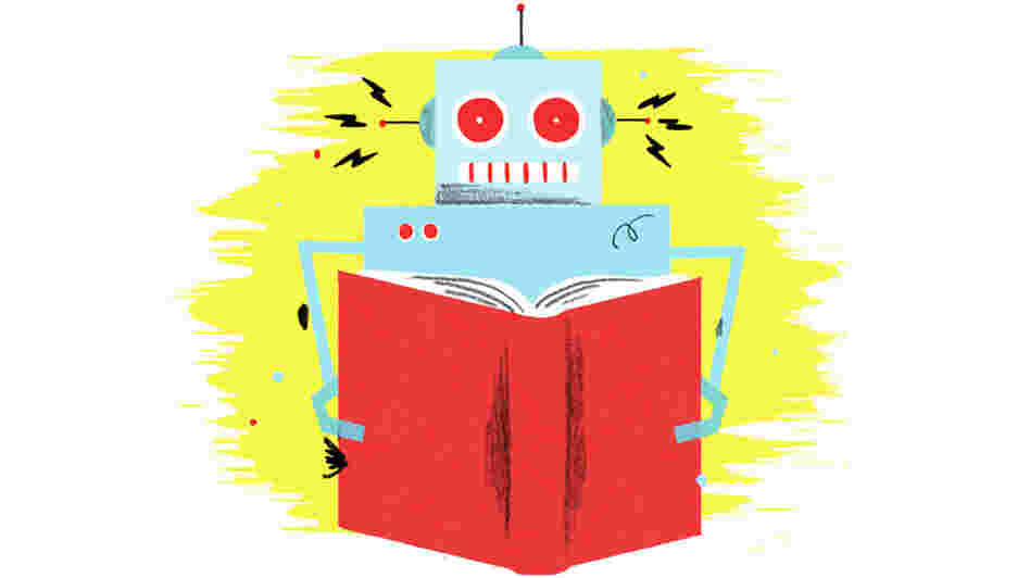 Illustration: A robot reads. (w) Illustration: A robot reads. (w)