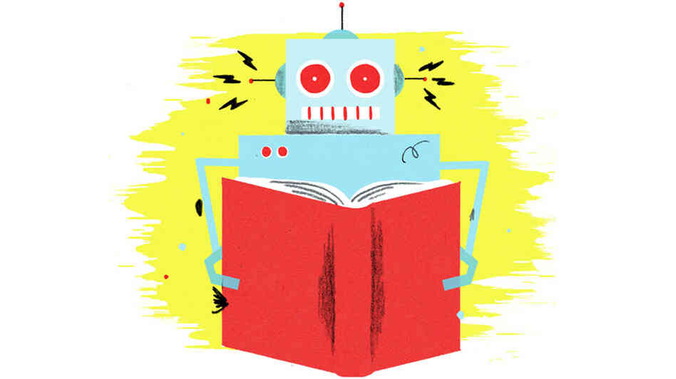 Illustration: A robot reads. (w) Illustration: A robot reads. (w)