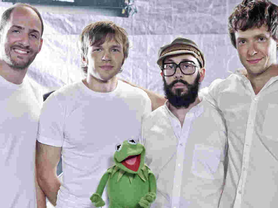 OK Go shows some Muppet solidarity. The rock quartet contributes a cover of The Muppet Show's theme song to Muppets: The Green Album.