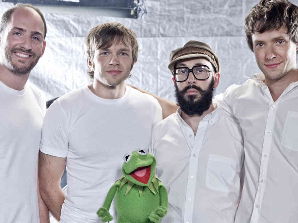 OK Go shows some Muppet solidarity. The rock quartet contributes a cover of The Muppet Show's theme song to Muppets: The Green Album.