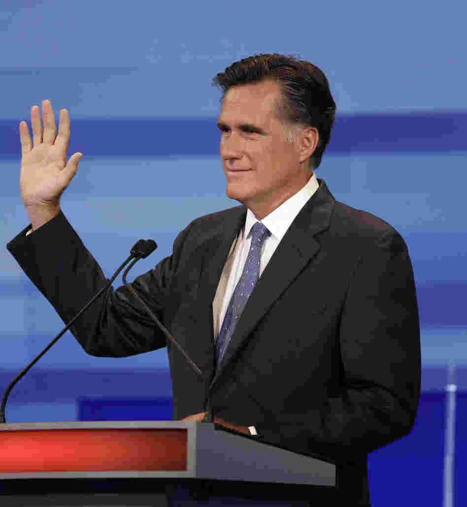 Mitt Romney at Fox News/Iowa GOP debate in Ames, IA, Aug. 11, 2011.