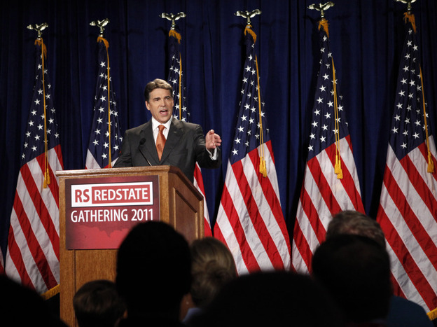 Texas Gov. Rick Perry announces that he will run for the Republican presidential nomination, in Charleston, S.C., on Saturday.