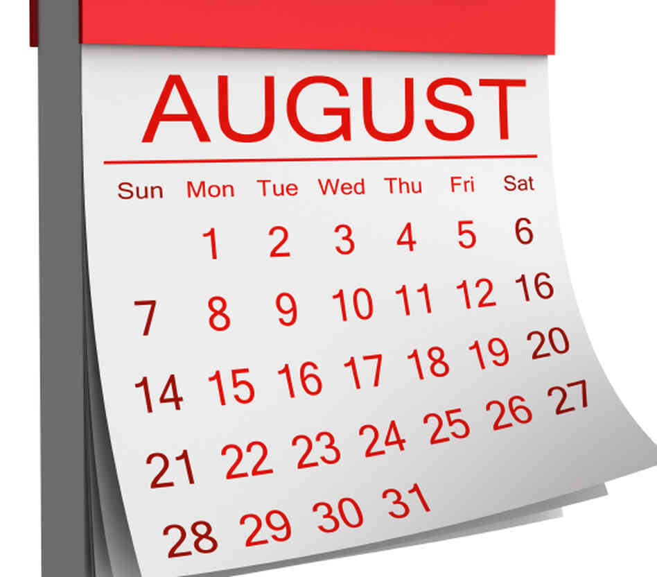 An August calendar.