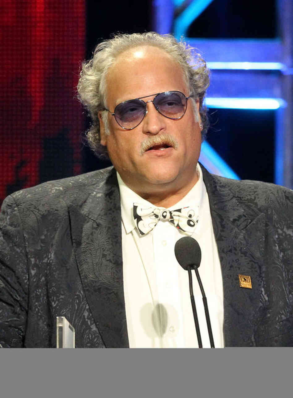 You might not know this one — this is Rob Salem, a critic with the Toronto Star, seen here presenting at the TCA Awards on Saturday night. You have to give Rob credit for the Mickey Mouse tie and that jacket. He was also sporting Chuck Taylors. it was pretty rad. 