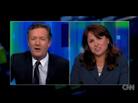 Piers Morgan and Christine O'Donnell before she left the set last night. Piers Morgan and Christine O'Donnell before she left the set last night.