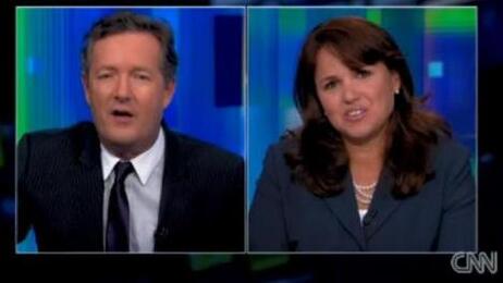 Piers Morgan and Christine O'Donnell before she left the set last night. Piers Morgan and Christine O'Donnell before she left the set last night.