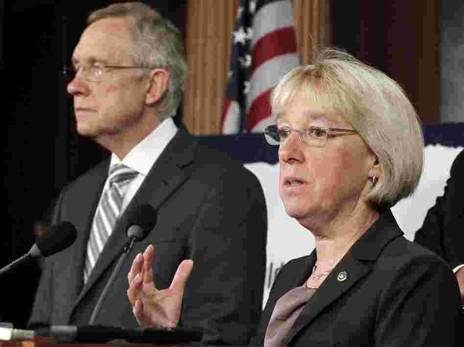 In this July 27 file photo, Sen. Patty Murray speaks as Senate Majority Leader Harry Reid listens at a news conference on Capitol Hill. Reid announced earlier this month he's naming Murray to co-chair a powerful supercommittee charged with finding more than $1 trillion in deficit cuts this fall. In this July 27 file photo, Sen. Patty Murray speaks as Senate Majority Leader Harry Reid listens at a news conference on Capitol Hill. Reid announced earlier this month he's naming Murray to co-chair a powerful supercommittee charged with finding more than $1 trillion in deficit cuts this fall.