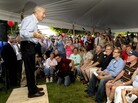 Republican presidential hopeful Ron Paul, a Texas congressman, reacts after seeing several hundred people show up to see him Wednesday in Concord, N.H. Republican presidential hopeful Ron Paul, a Texas congressman, reacts after seeing several hundred people show up to see him Wednesday in Concord, N.H.