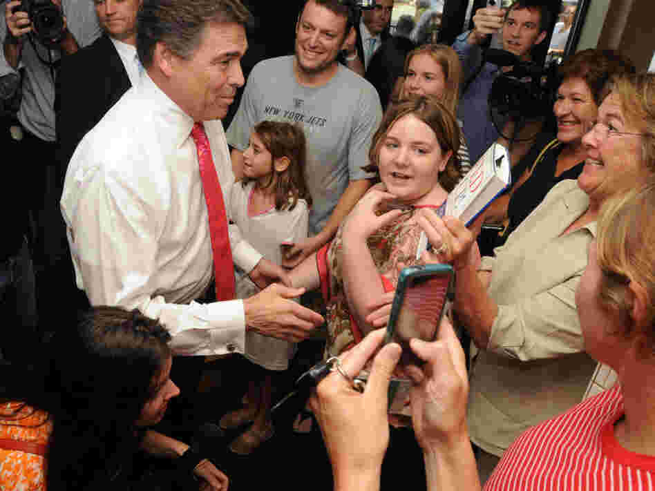 Texas Gov. Rick Perry at Popovers on the Square in Portsmouth, NH, August 18, 2011.