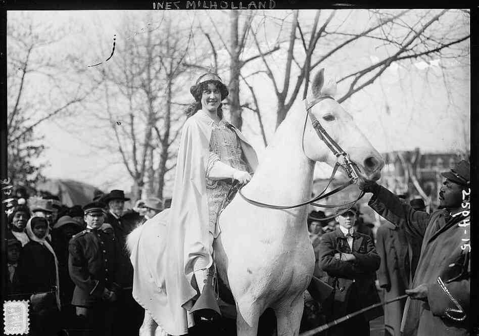 Lawyer Inez Milholland Boissevain leads a suffrage parade in Washington, D.C., in 1913
