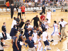 Basketball players from Georgetown University and China's Bayi Rockets team traded punches during their game Thursday (Aug. 18, 2011) in Beiing. Basketball players from Georgetown University and China's Bayi Rockets team traded punches during their game Thursday (Aug. 18, 2011) in Beiing.