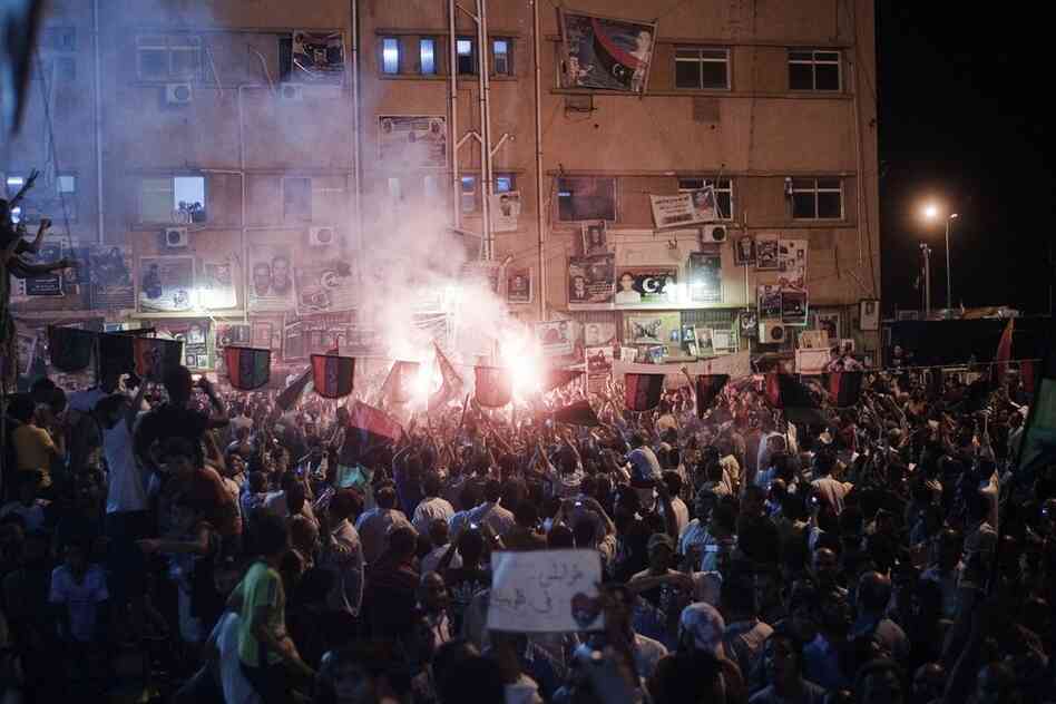 Crowds celebrate in Freedom Square in Benghazi, Libya, on Sunday. 