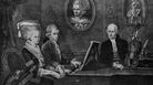 A 1779 portrait of the Mozarts: Nannerl, Wolfgang and their watchful father Leopold. A 1779 portrait of the Mozarts: Nannerl, Wolfgang and their watchful father Leopold.