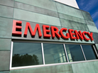 View of a hospital emergency room. View of a hospital emergency room.